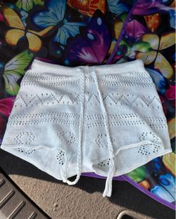 See through white beach shorts
