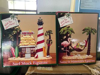 Brighten the Season Santa in Hammock and Surf Shack Figurines
