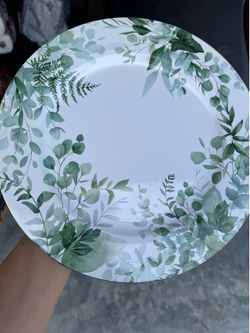 Green floral charger plates