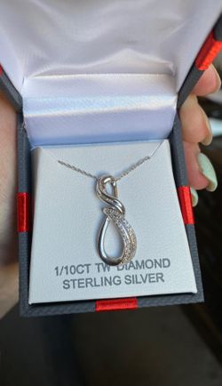 Sterling silver 18” diamond pendant