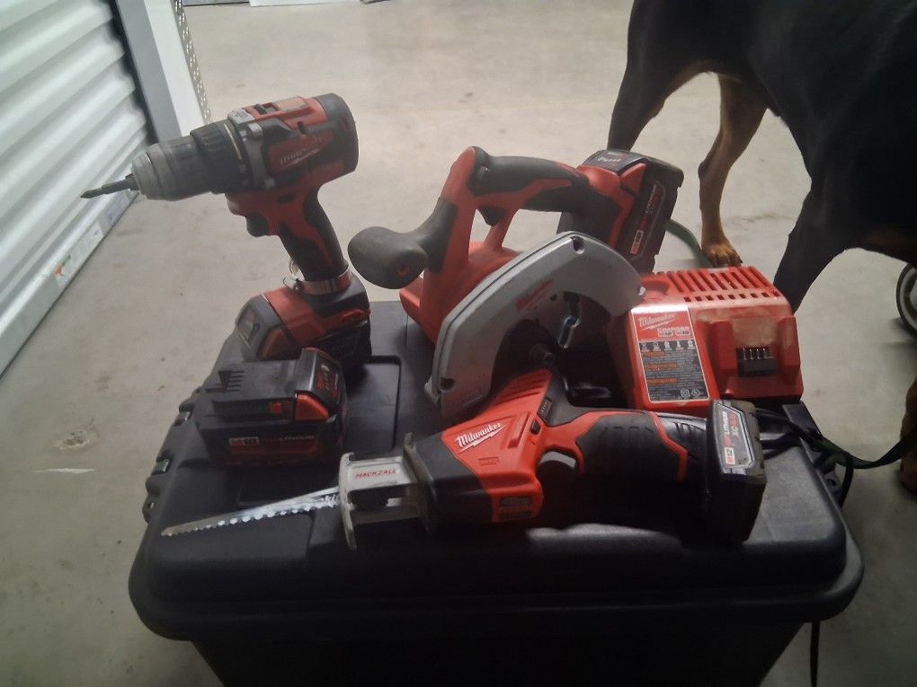 Milwaukee Tools(4) With Charger And Extra Batteries