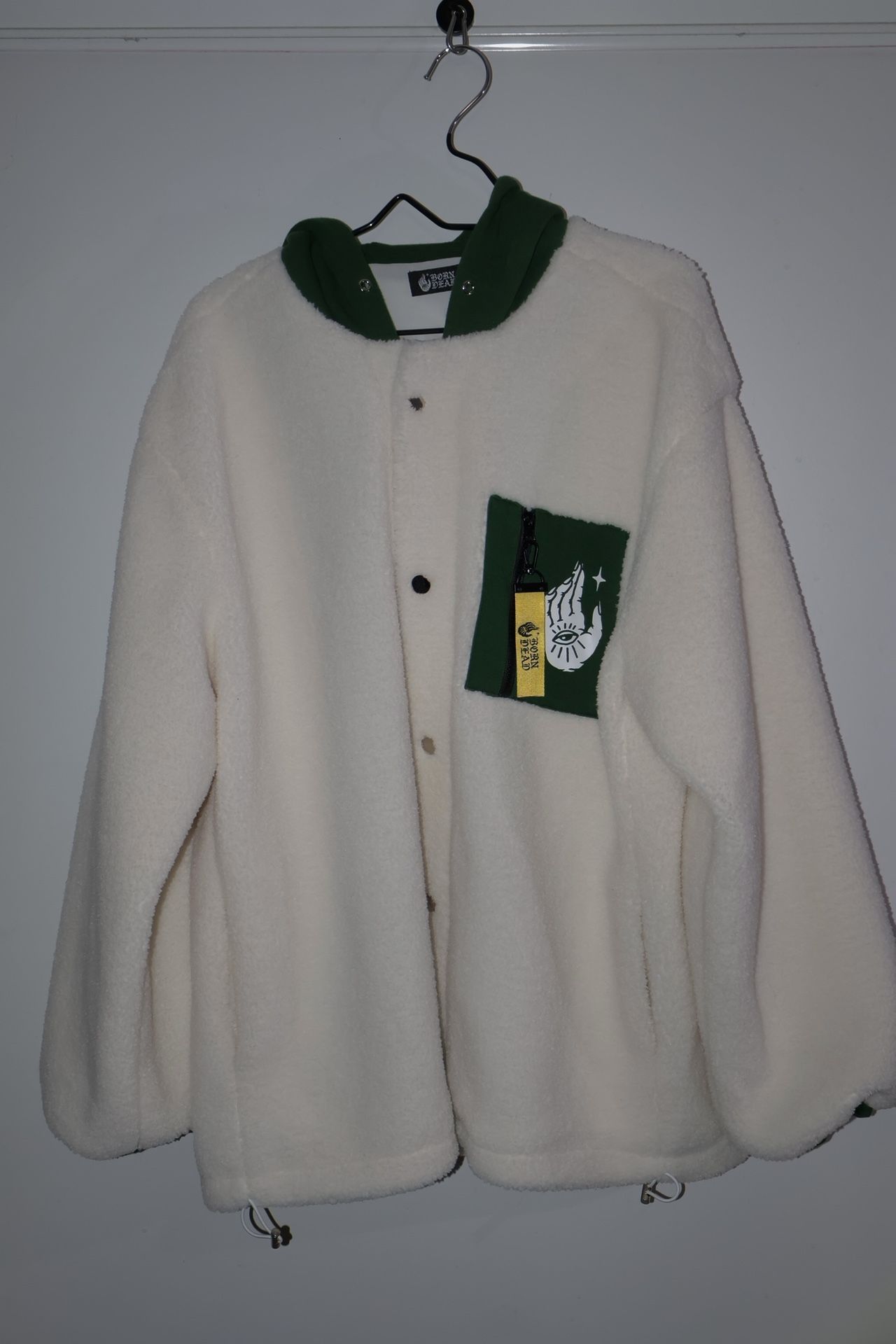 Born Dead Sherpa Jacket Ivory With Green