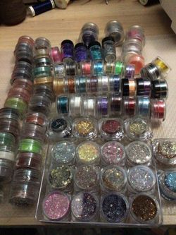 Loose  name brand glitters and pigments Never used PICK UP ONLY!