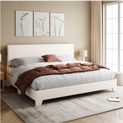 White King Faux Leather Bed Frame New