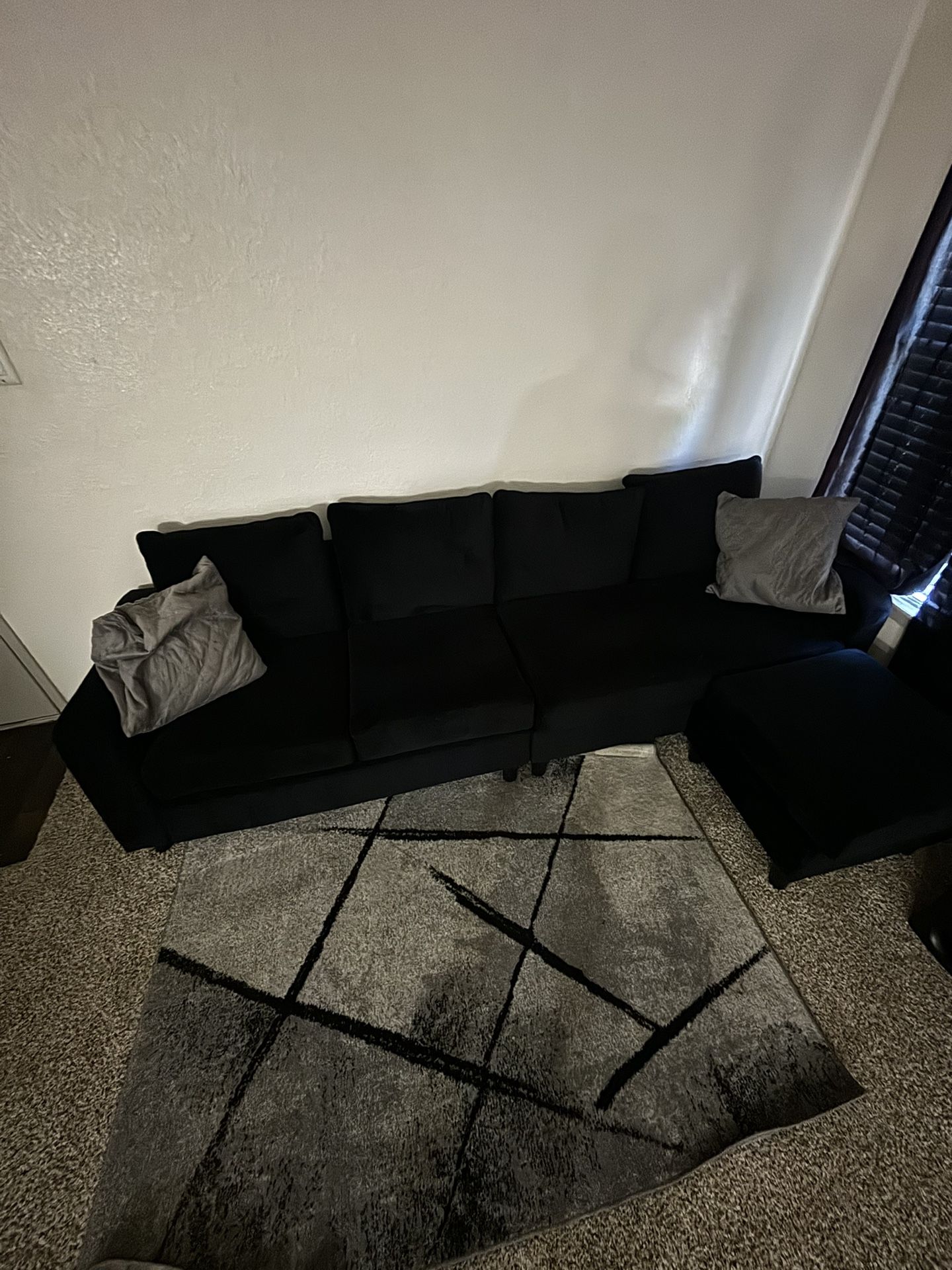 L Shape Black Couch