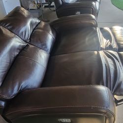 Dark Brown Leather Sofa Set