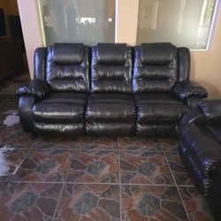 Leather Sectional 3 Pieces Recliner 