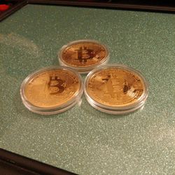 Set Of Three Tribute Type Bitcoins, Fun To Collect!