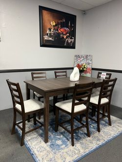 7PC Brown Counter Height Dining Set