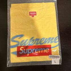 Supreme Yellow Intarsia Script - Size L 