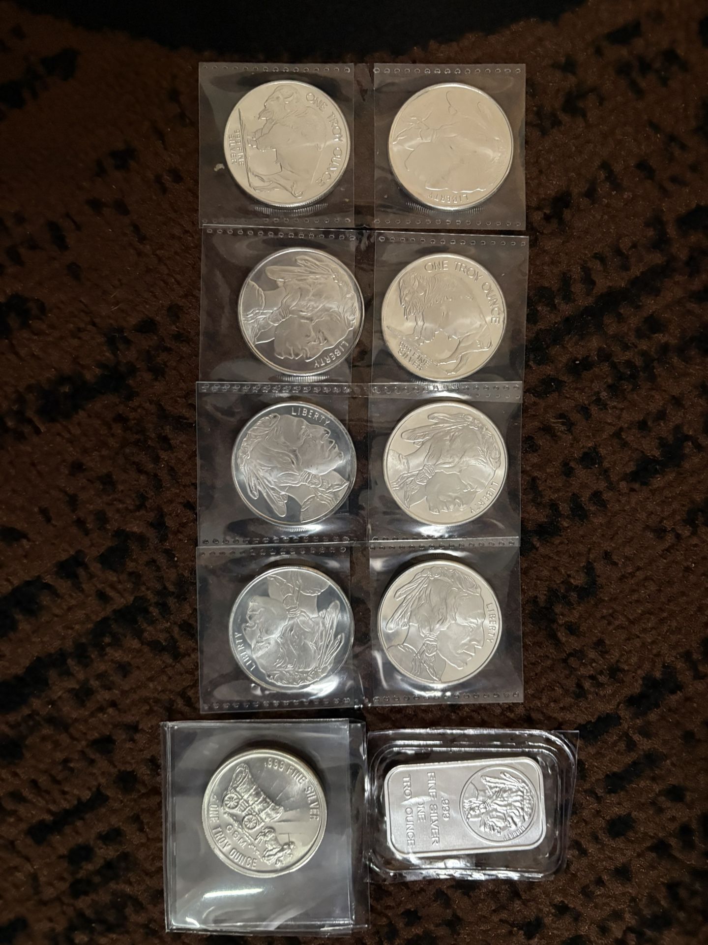 Lot 10 Silver Bars/Rounds