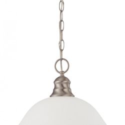 New Hanging Dome Light - Brushed Nickel & Frosted Glass 12”