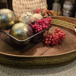 Vintage Metal Copper Oval Tray