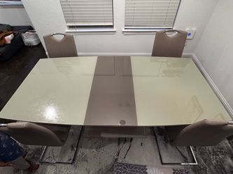 Glass Top Dining Table with 4 Chairs