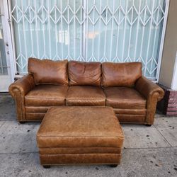Vintage Brown Leather Sofa 