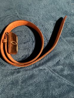 Brown Leather Belt with Leaf Buckle