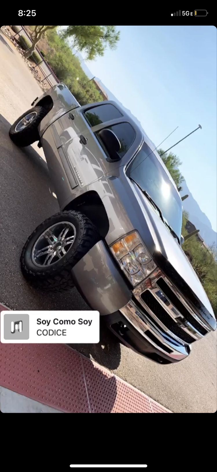 20” chrome rims on 35” tires