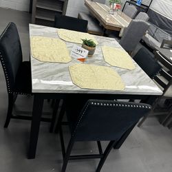 5- Piece Counterheight Marble Top Dining Set
