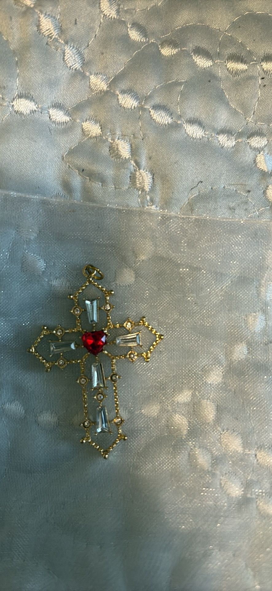 Golden Cross. With Ruby Stone.