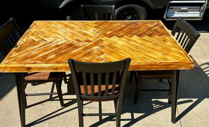 Rustic Wood Dining Table with Metal Legs