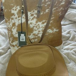 Cow Print Bag And Hat