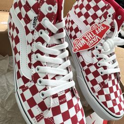 Red And White Checkered Hightop Vans 