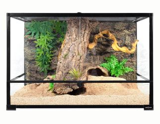 90-gal Full Tempered Glass Reptile Terrarium with Double Swing Doors Reptile Habitat, Black