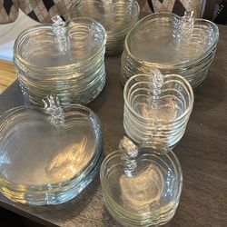 Glasbake/Hazel Atlas Vintage glass apple plates and bowls