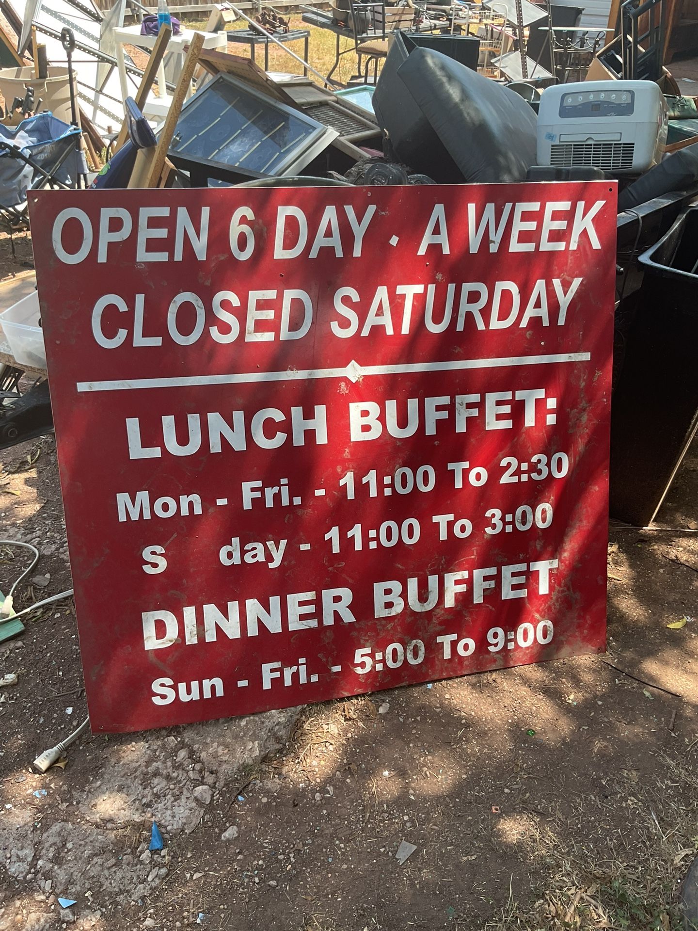 A metal sign it’s 42 inches tall and 46 inches wide