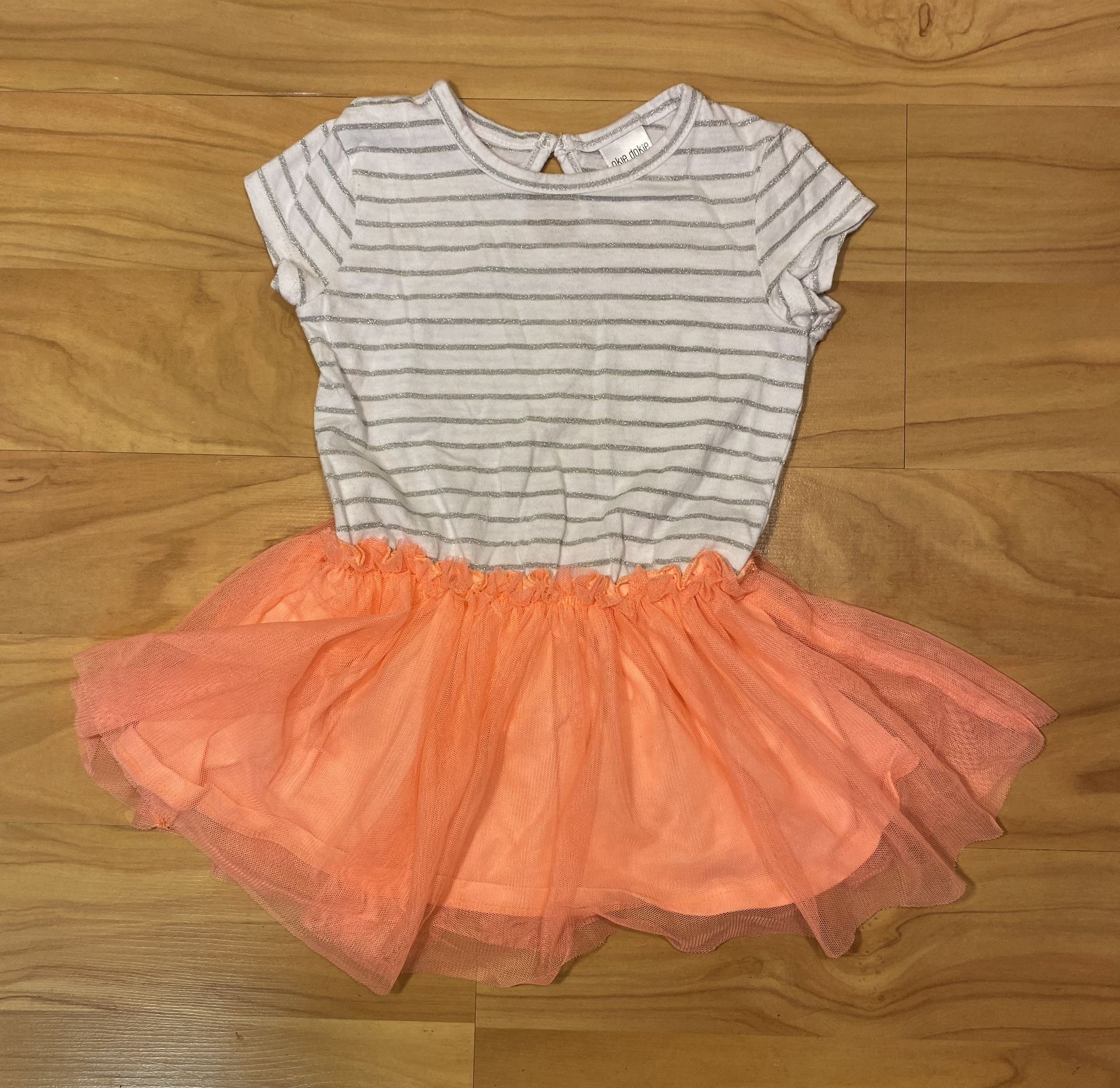 Girls Okie Dokie Sparkle Top With Peach Tulle Skirt