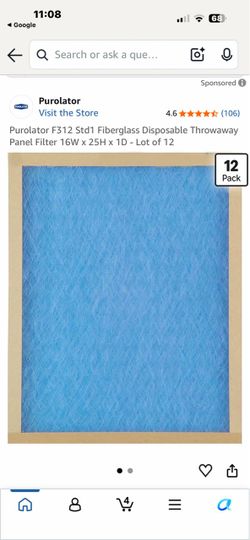 Purolator F312 Fiberglass Panel Filters 16x25x1 – 10Pack