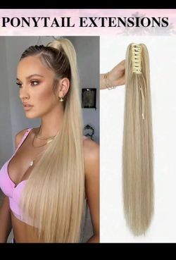 26 Inch 150g/Pack Synthetic Long Straight Hair Ponytail Extensions, Clip-In Ponytail Hair Piece, High Temperature Fiber Wig (Golden)