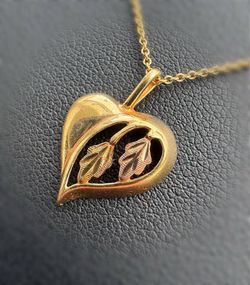 Jewelry 10k solid two tone yellow gold heart leaves 🍂 Pendant charm