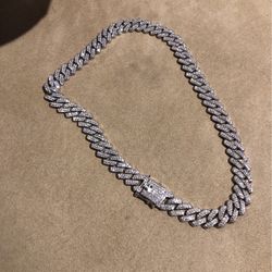 Vvs1 Cuban Link White Gold Plate