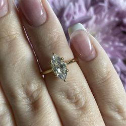 1.5CT Marquise Cut Engagement Ring In yellow Gold Vermeil
