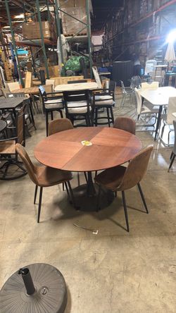 New Set of 5 New 47" Round Dining Table and 4 Dining Chairs