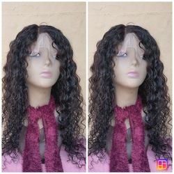 20" Bohemian Unprocessed Curly 4x4 Closure Human Hair Wig 