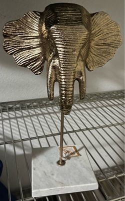 NWT India Gold Plated Elephant Bust Statue
