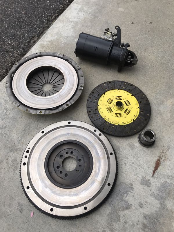 Chevy 235 inline 6 139 tooth flywheel, clutch, pressure plate, starter