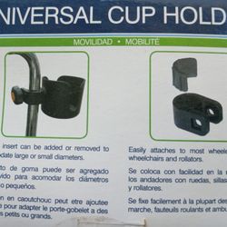 Cup Holder Attachment for Wheelchairs, Power Chairs and other Disabled Mobility Devices