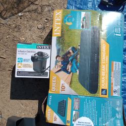 Used Once Intex Inflatable Mattress N Electric Pump 