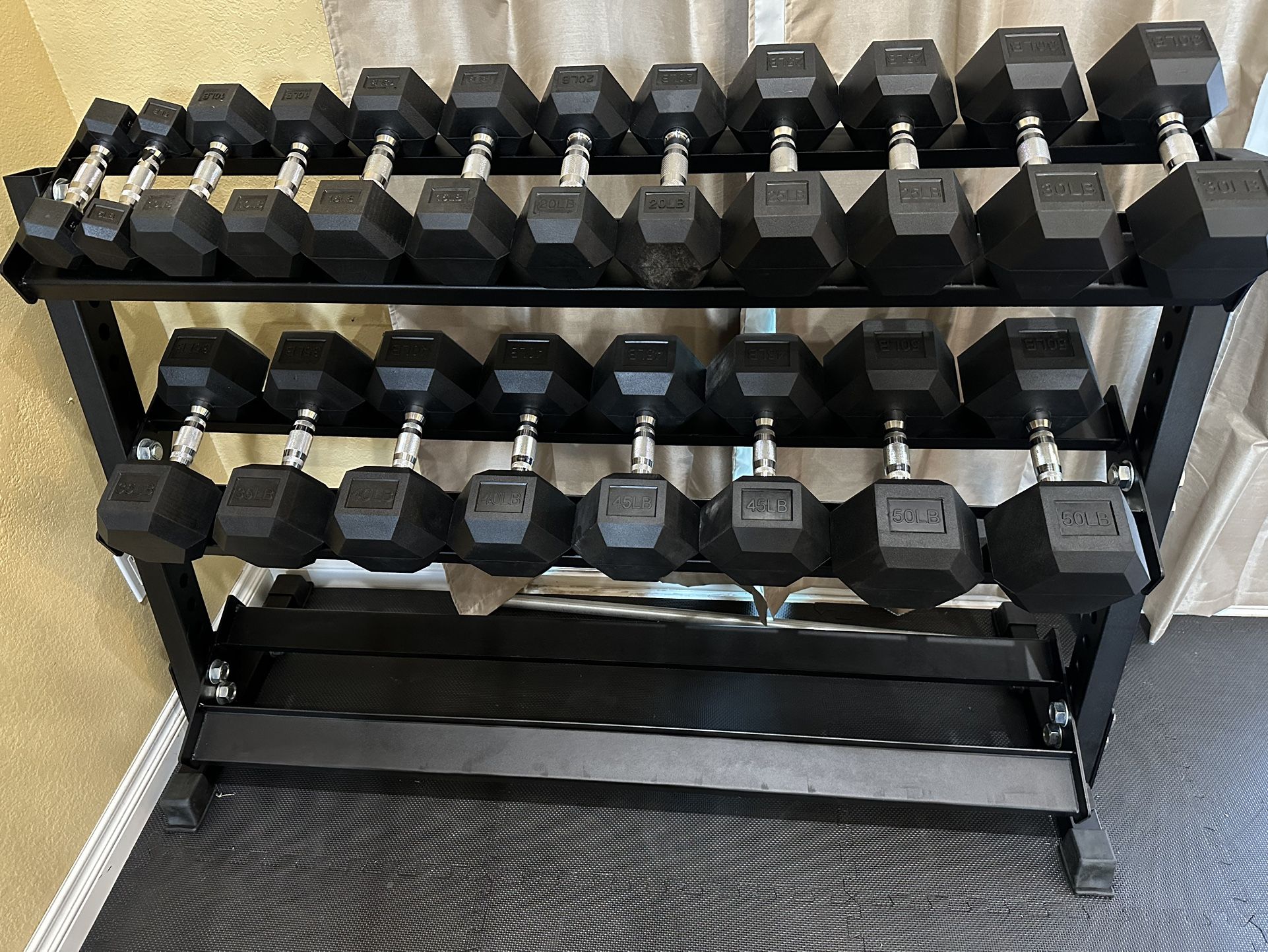 5-50lbs Dumbbells w/Rack
