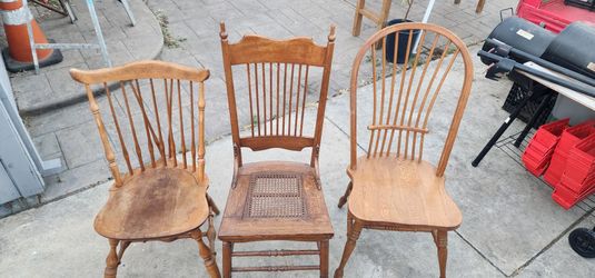 3 antique wood chairs