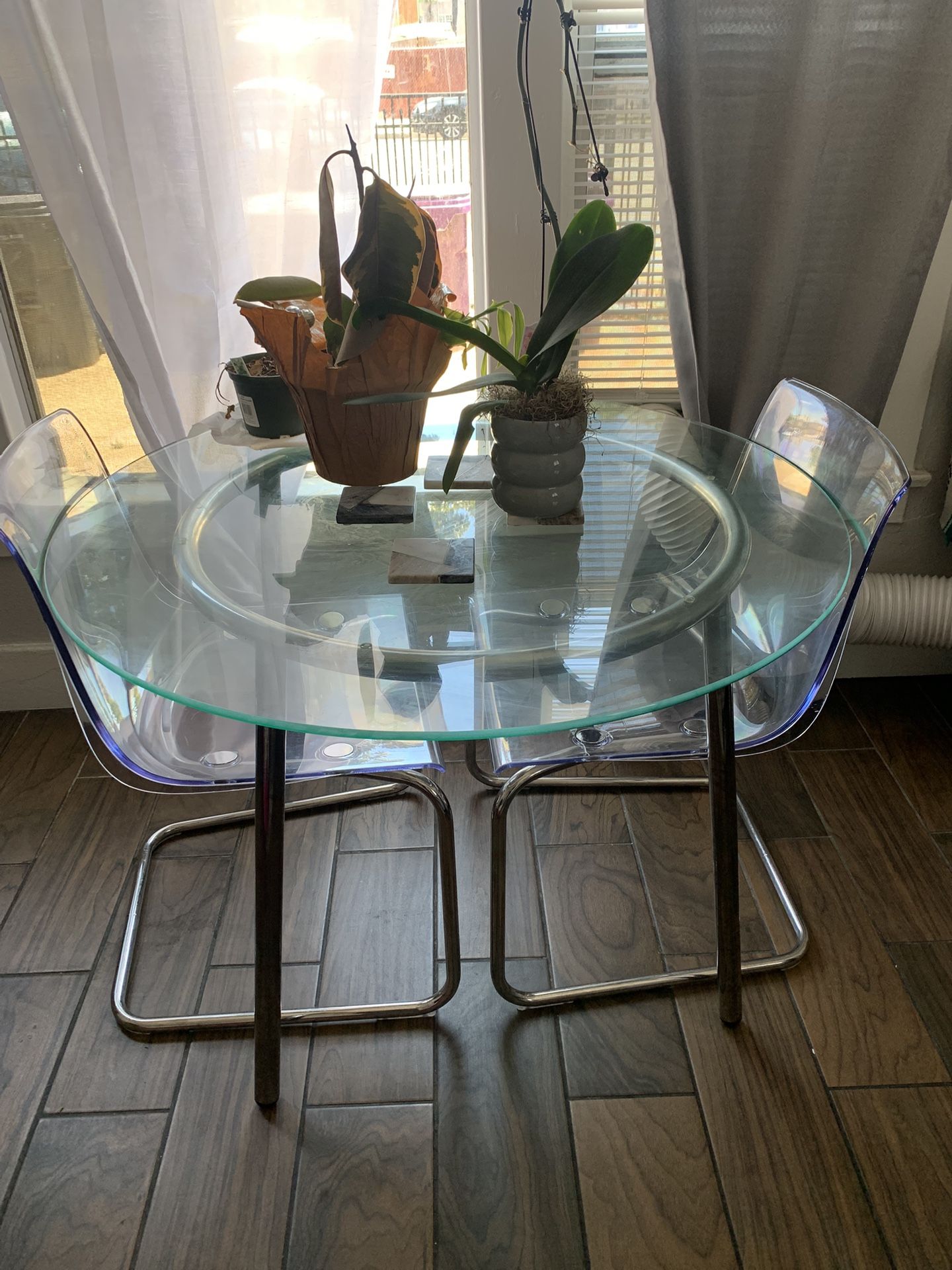 Round Glass Dining For 2