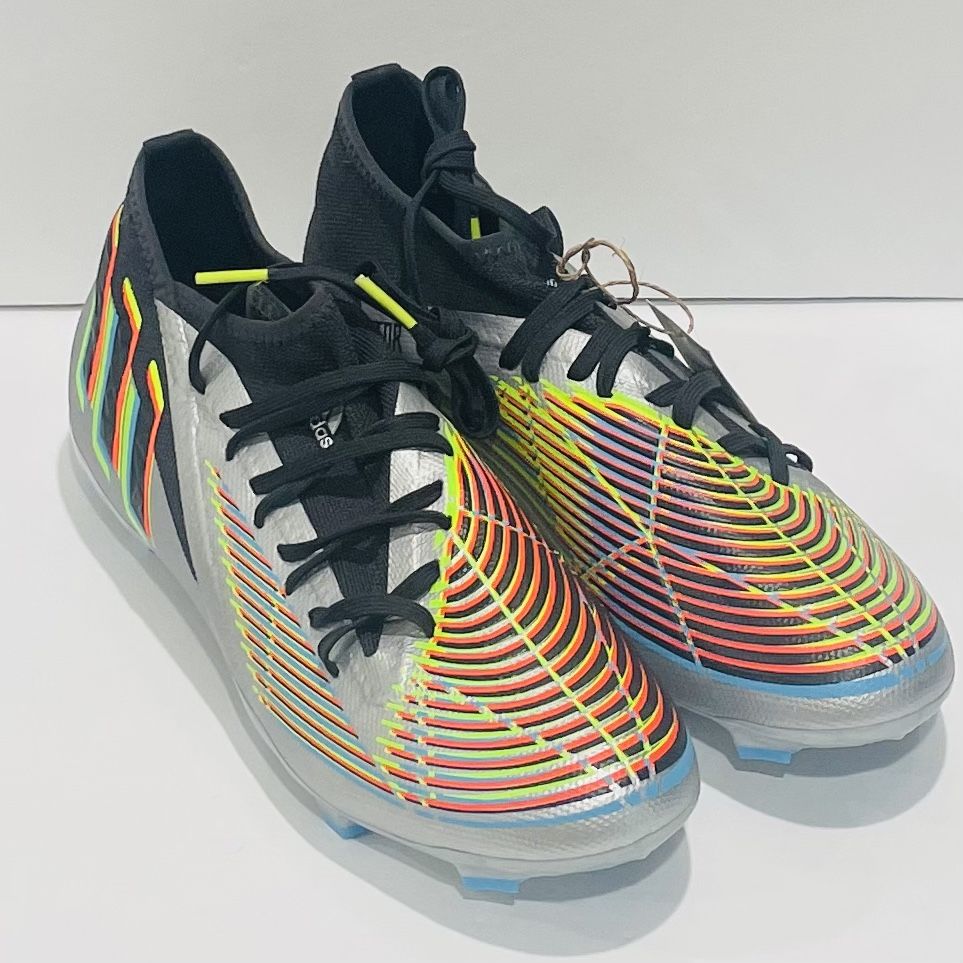 Men's Adidas Predator Edge.3 FG Silver Soccer Cleats Rare Comfort HR1524 Sz 10