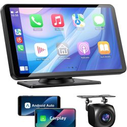 Wireless Apple Carplay and Android Auto Screen for Car, 7" HD Portable Touch Screen Car Stereo with Bluetooth, Backup Camera, Navigation, Mirror Link 