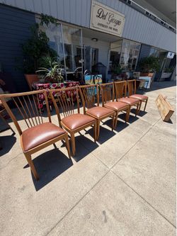 Mid Century solid wood set of six dinner chairs