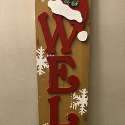 Christmas Inspired Porch Leaner Custom Wood Welcome   Sign 