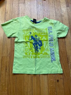 Boy's Green Sport Polo Print Short-Sleeved T-Shirt  Brand: U.S. POLO ASSN. Size: 5 size (suitable for children aged about 5/with a height of around 11