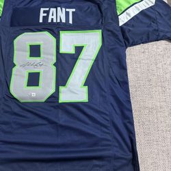 Noah Fant Signed Autograph Custom Jersey - Beckett Coa - Seattle Seahawks